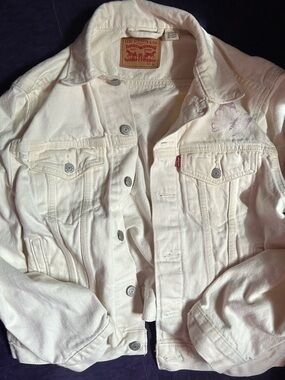 Levi's Off-White Denim Jacket with Red Patch
